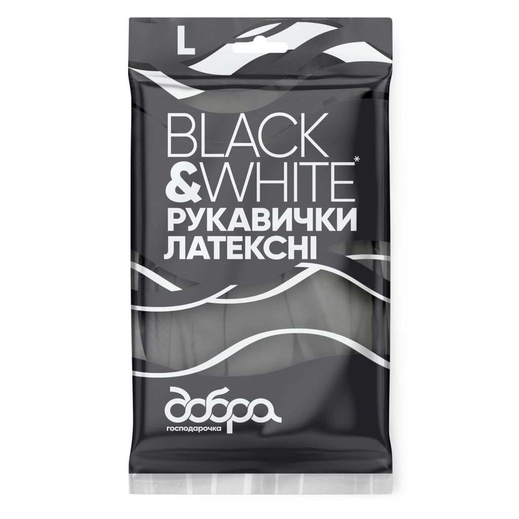 Рукавички господарські Добра Господарочка Black&White Латексні Розмір S (4820086523790) фото1