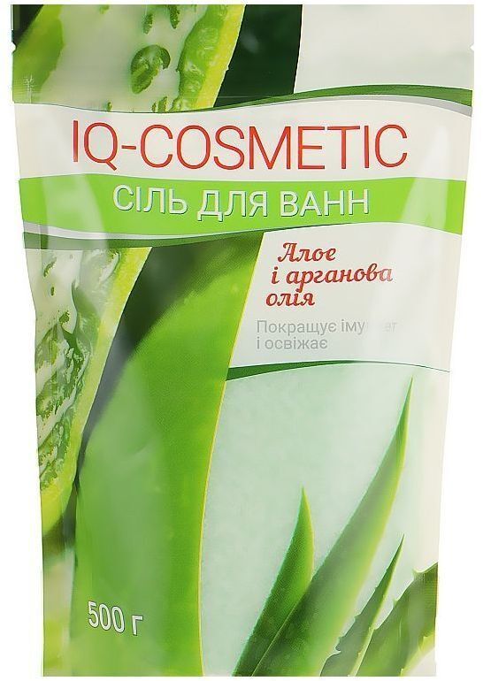 Соль для ванн IQ-Cosmetic Алое и органовое масло 500 г (4820049382501) фото1