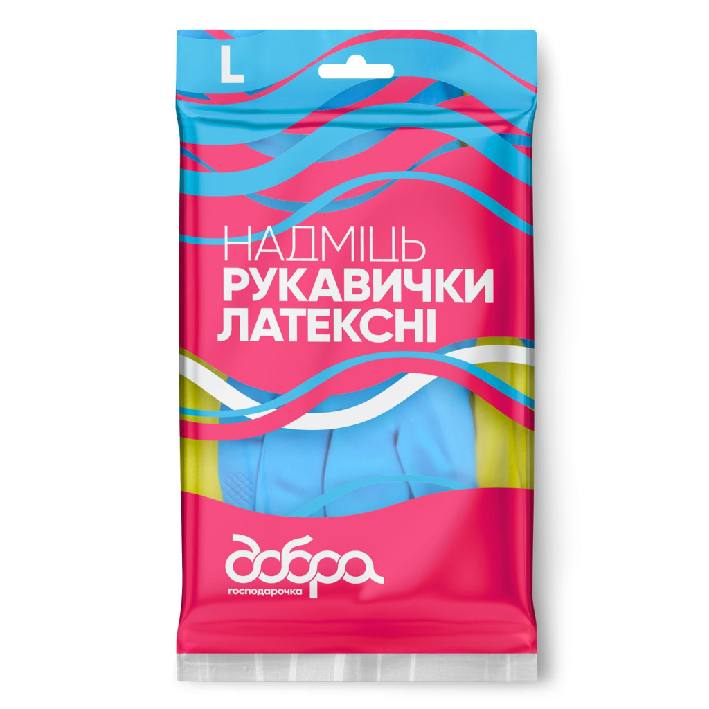 Перчатки хозяйственные Добра Господарочка Латексные Сверхпрочные Размер L (4820086523783) фото1
