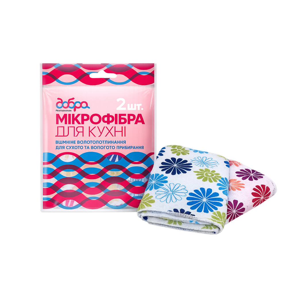 Салфетки для уборки Добра Господарочка из микрофибры для кухни 2 шт. (4820086522052) фото1
