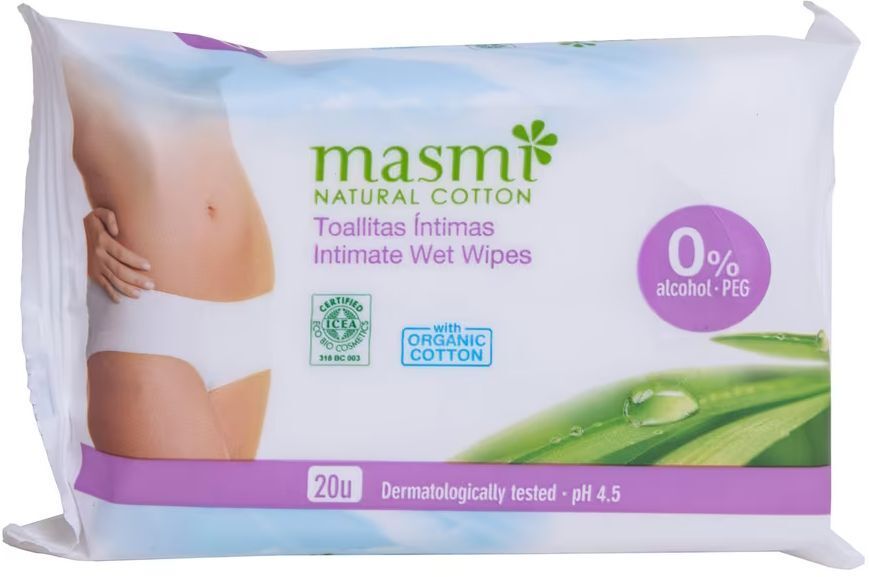 Салфетки для интимной гигиены Masmi Organic 20 шт. (8432984001063) фото1