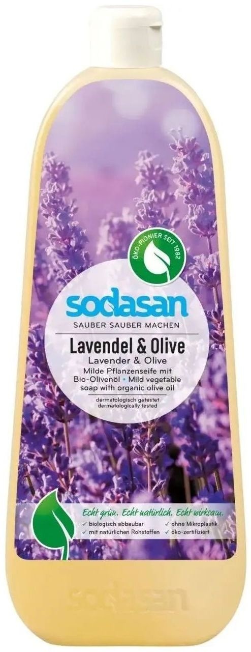 Жидкое мыло Sodasan Органическое Lavender-Olive 1 л (4019886079167) фото1