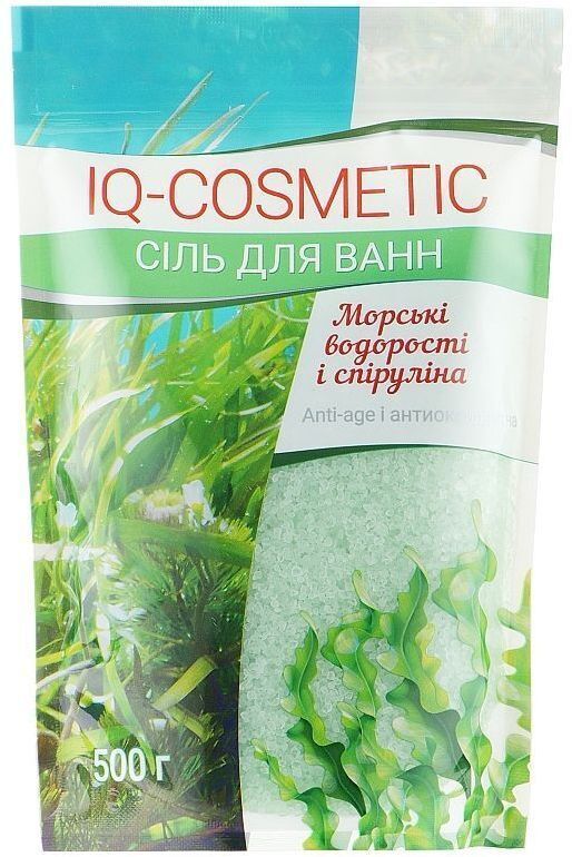 Соль для ванн IQ-Cosmetic Морские водоросли и спирулина 500 г (4820049382518) фото1