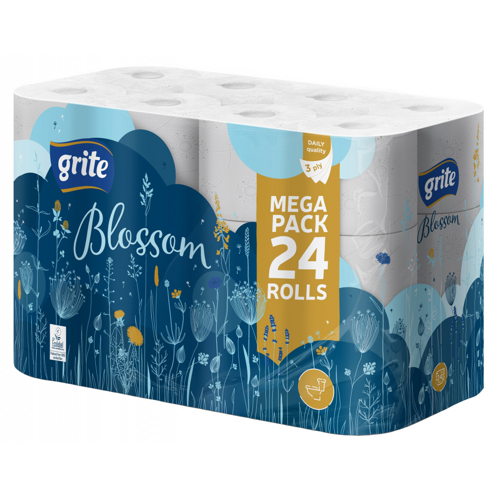 Туалетная бумага Grite Blossom 3 слоя 24 рулона (4770023348712/4770023346763) фото1