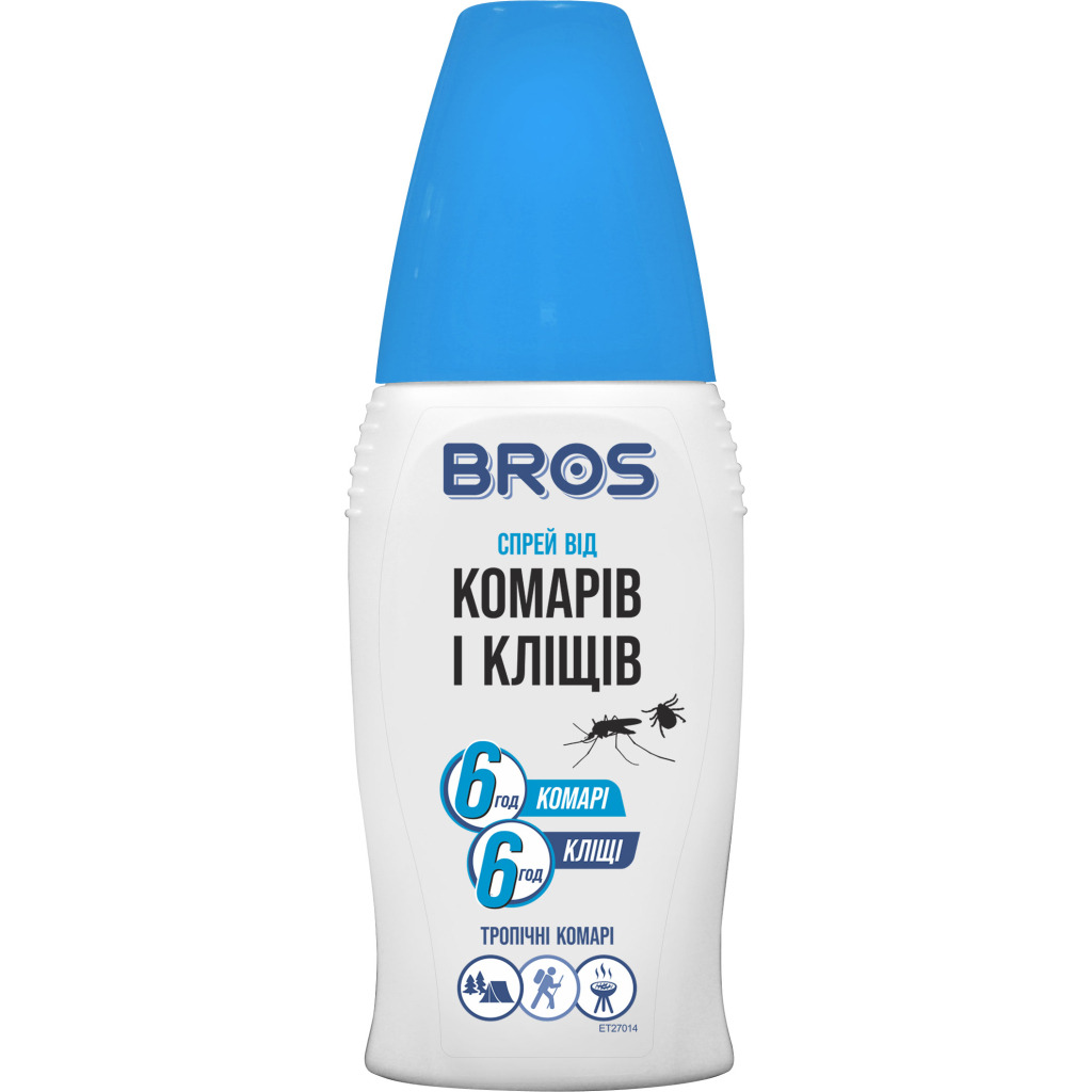 Спрей від комах Bros від комарів і кліщів 100 мл (5904517065154) фото1
