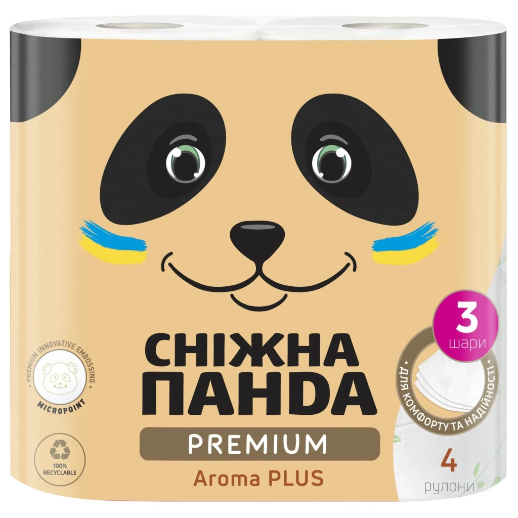Туалетная бумага Снежная Панда Premium Aroma Plus 3 слоя 4 рулона (4820183972880) фото1