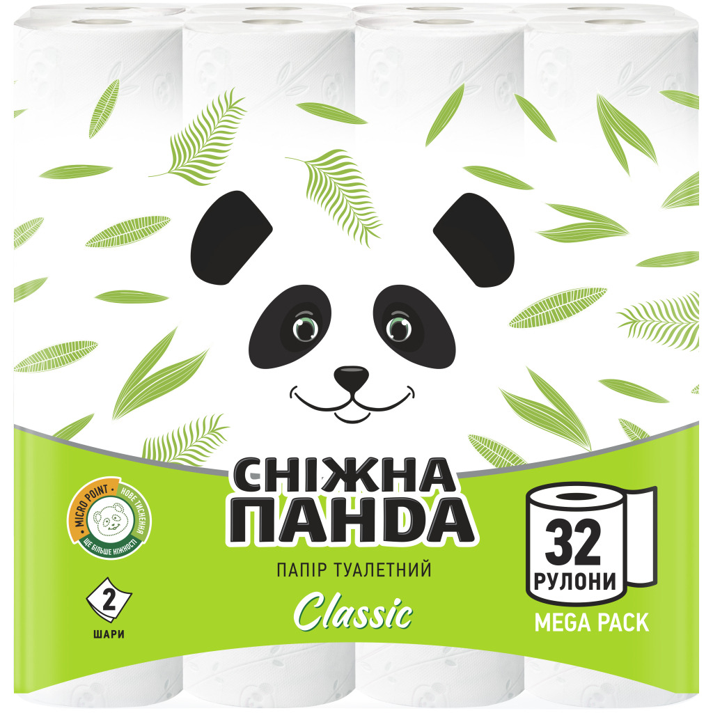 Туалетная бумага Снежная Панда Classic 2 слоя 32 рулона (4820183971593) фото1