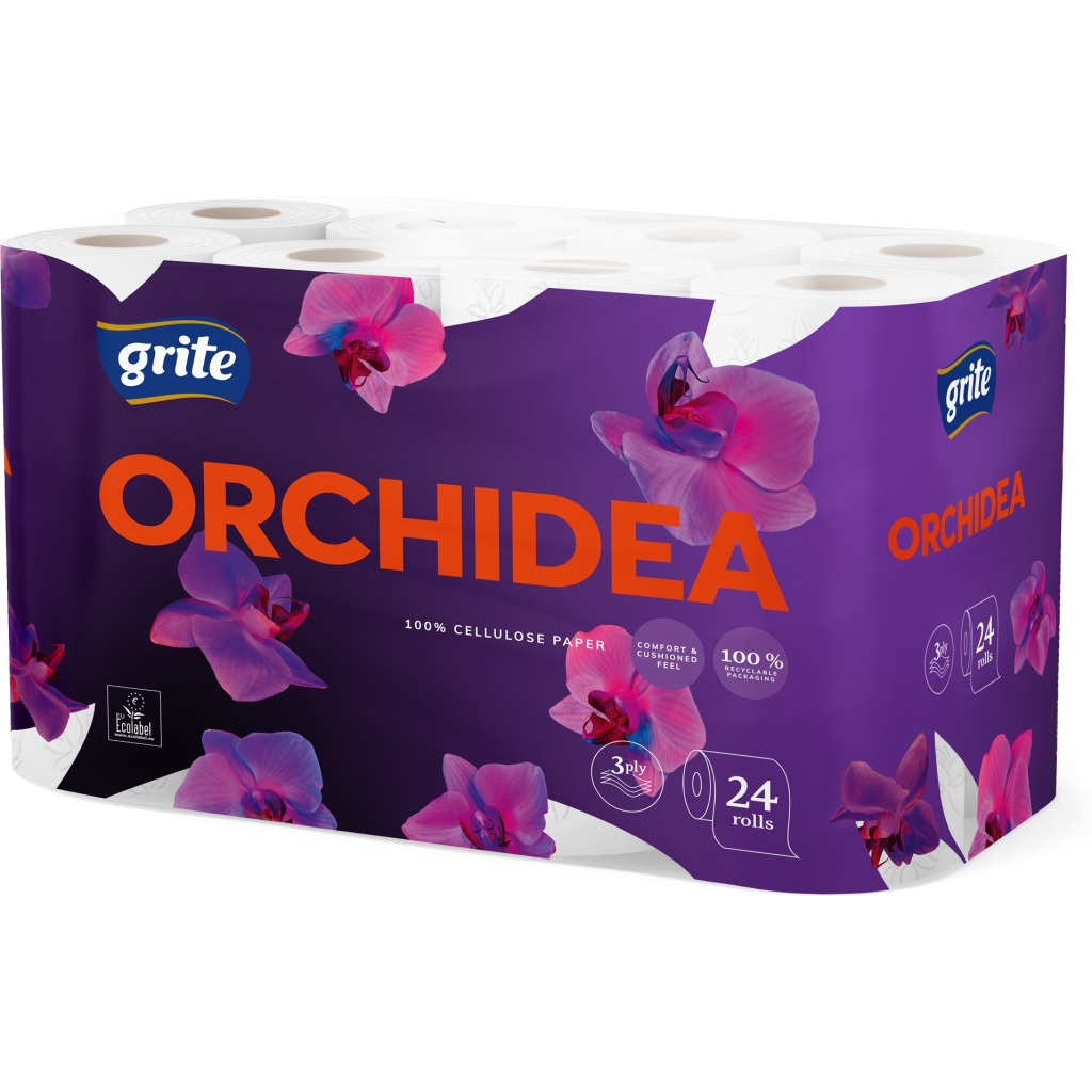 Туалетная бумага Grite Orchidea 3 слоя 24 рулона (4770023348132/4770023351507) фото1