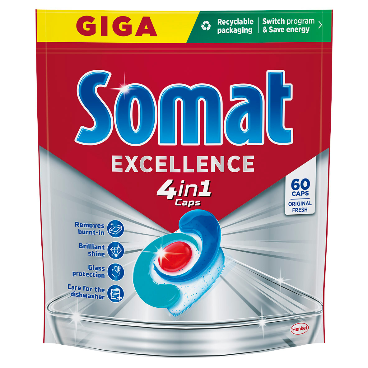 Таблетки для посудомийних машин Somat Excellence 60 шт. (9000101808087) фото1