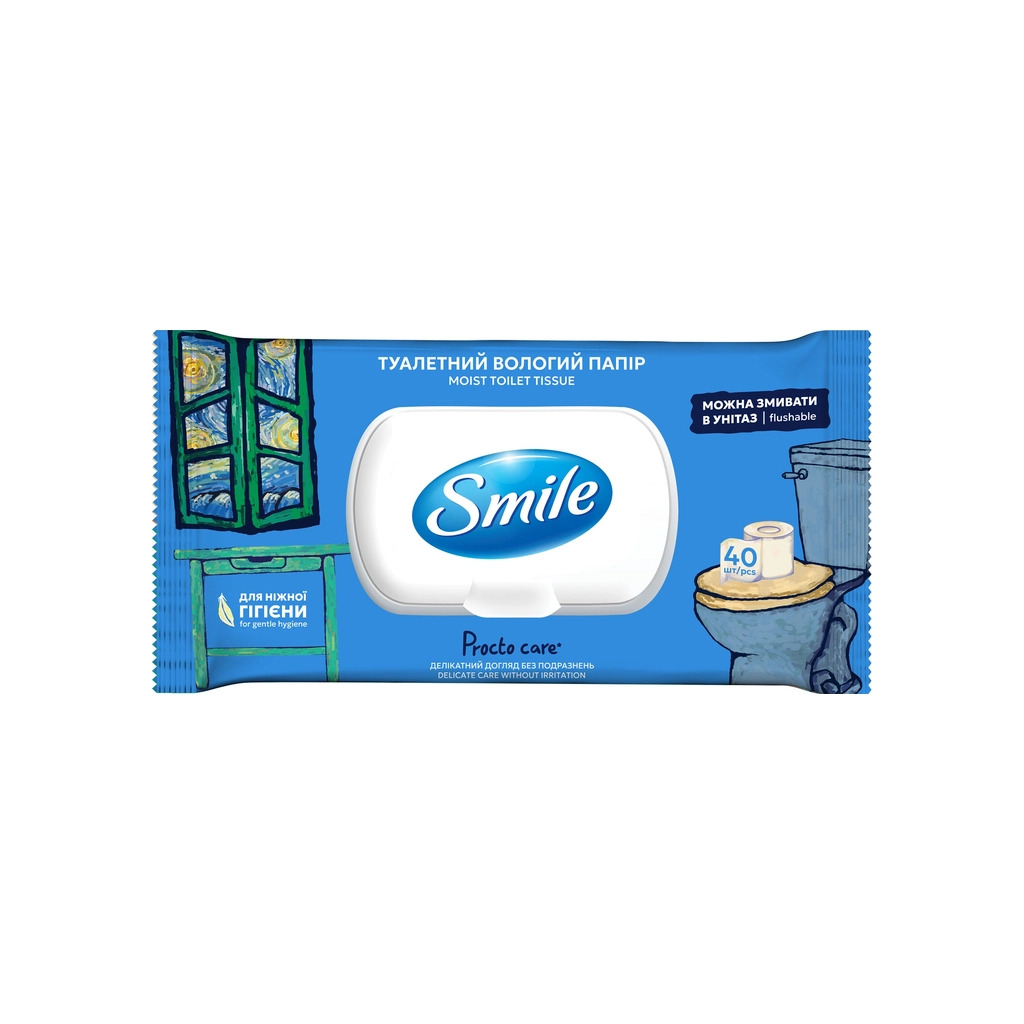 Туалетная бумага Smile Procto Care Влажная 40 листов (4823071666076) фото1