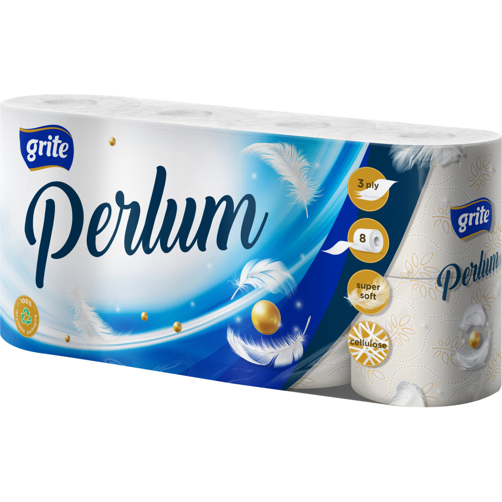 Туалетная бумага Grite Perlum 3 слоя 8 рулонов (4770023351569/4770023000856) фото1