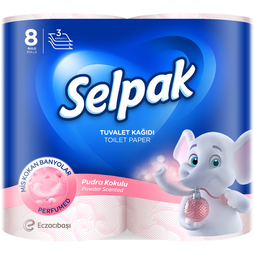Туалетний папір Selpak Perfumed Пудра 3 шари 8 рулонів (8690530044517) фото1
