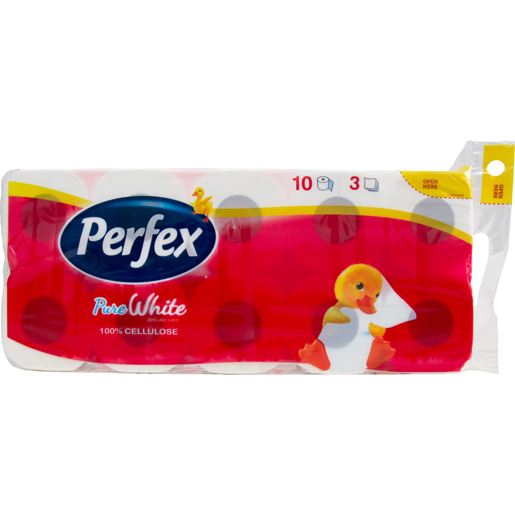 Туалетная бумага Perfex Pure White 3 слоя 10 рулонов (8600101745910) фото1