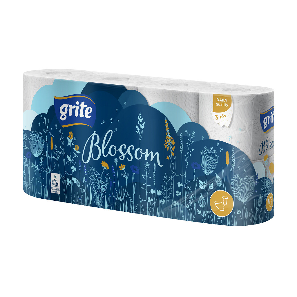 Туалетная бумага Grite Blossom 3 слоя 8 рулонов (4770023348675/4770023346749) фото1