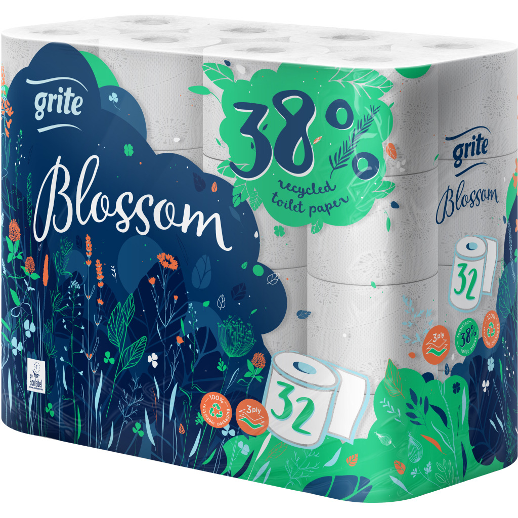 Туалетная бумага Grite Blossom 3 слоя 32 рулона (4770023346787/4770023348798) фото1