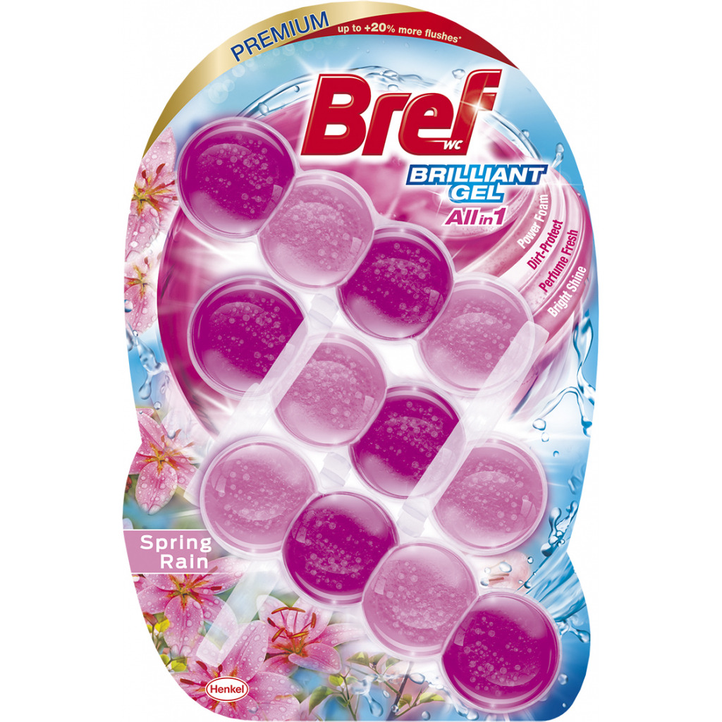 Туалетный блок Bref Блестящий гель Весенний дождь 42 г × 3 шт. (9000101508918) фото1