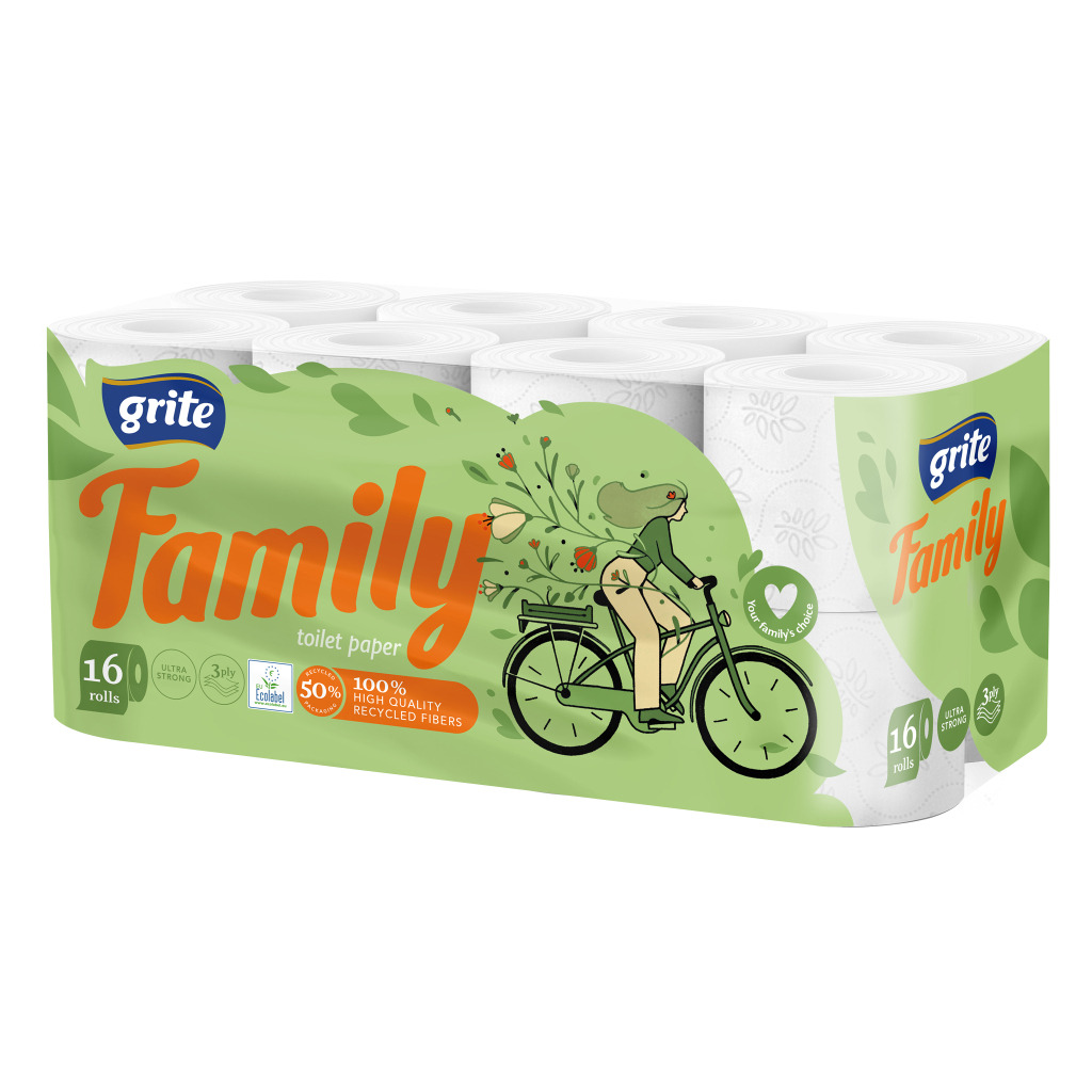 Туалетная бумага Grite Family 3 слоя 16 рулонов (4770023141115) фото1