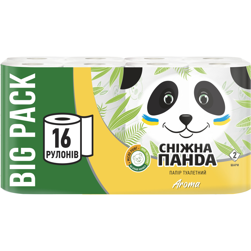 Туалетний папір Сніжна Панда Aroma 2 шари 16 рулонів (4820183971289) фото1