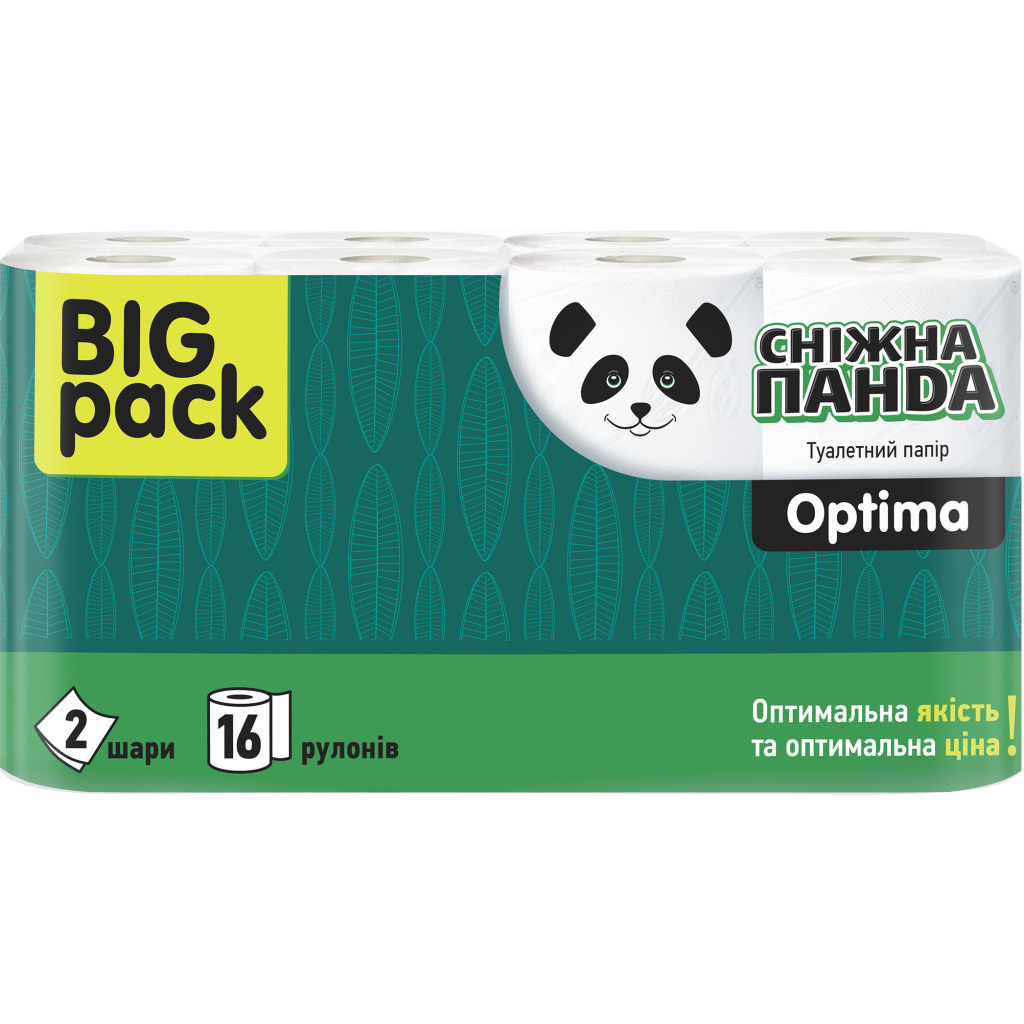Туалетная бумага Снежная Панда Optima 2 слоя 16 рулонов (4820183970909) фото1