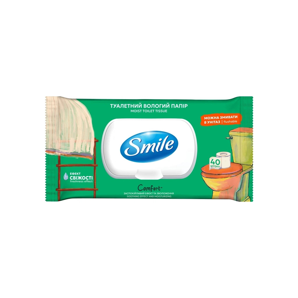 Туалетная бумага Smile Classic Comfort Влажная 40 шт. (4823071668803) фото1