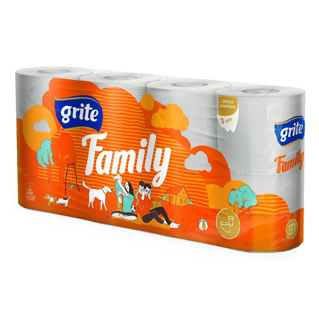 Туалетная бумага Grite Family 3 слоя 8 рулонов (4770023481013) фото1