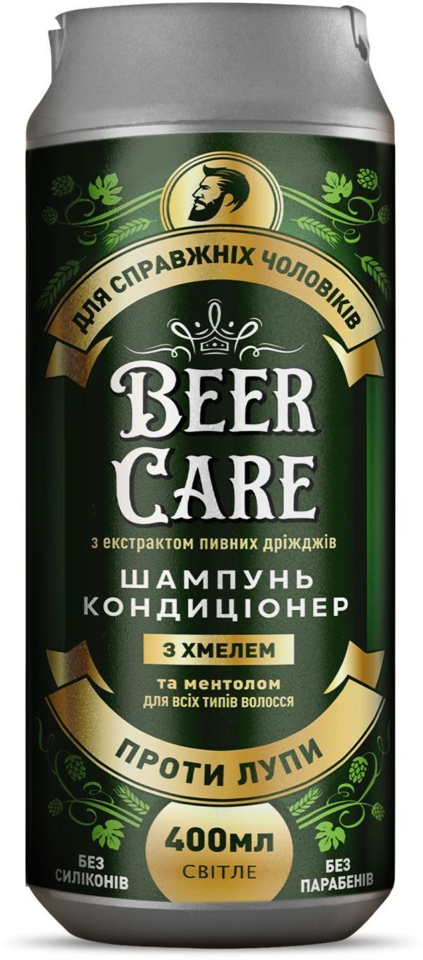 Шампунь Beer Care С хмелем и ментолом Против перхоти 400 мл (4820164641965) фото1