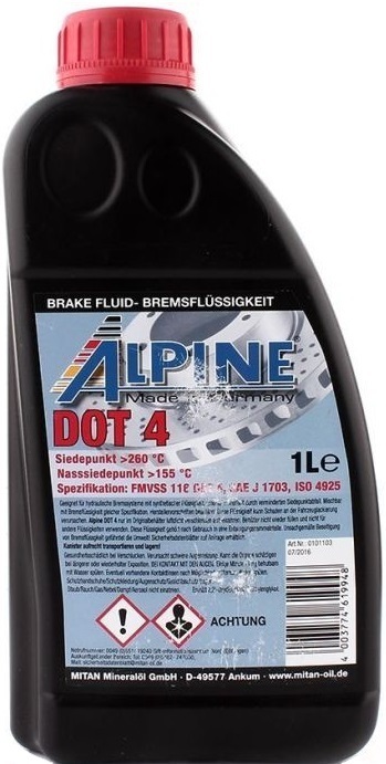 Гальмівна рідина Alpine Brake Fluid DOT 4 1л (1107-1) фото1