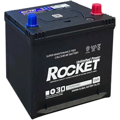 Акумулятор автомобільний ROCKET SMF 50Ah ASIA Ев (-/+) (520CCA) (SMF 55D20AL) фото1