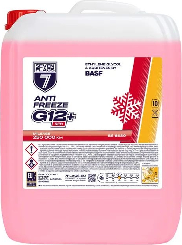 Антифриз 7FLAGS Super G12+ червоний ПЕ 10,4кг (7350118360484) фото1