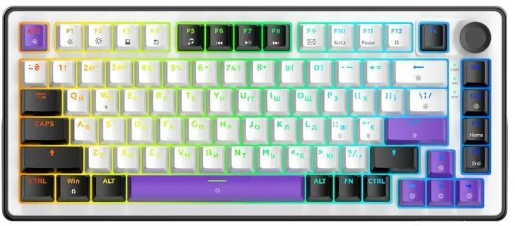 Ігрова клавіатура Hator Hellyberry HK75 White-Violet фото1