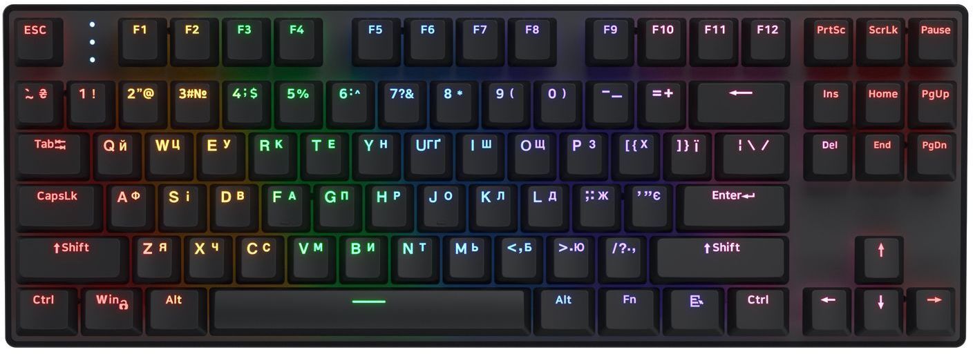 Ігрова клавіатура Hator Icefall Mecha TKL Wireless Rainbow Black (HTK287UA) фото1