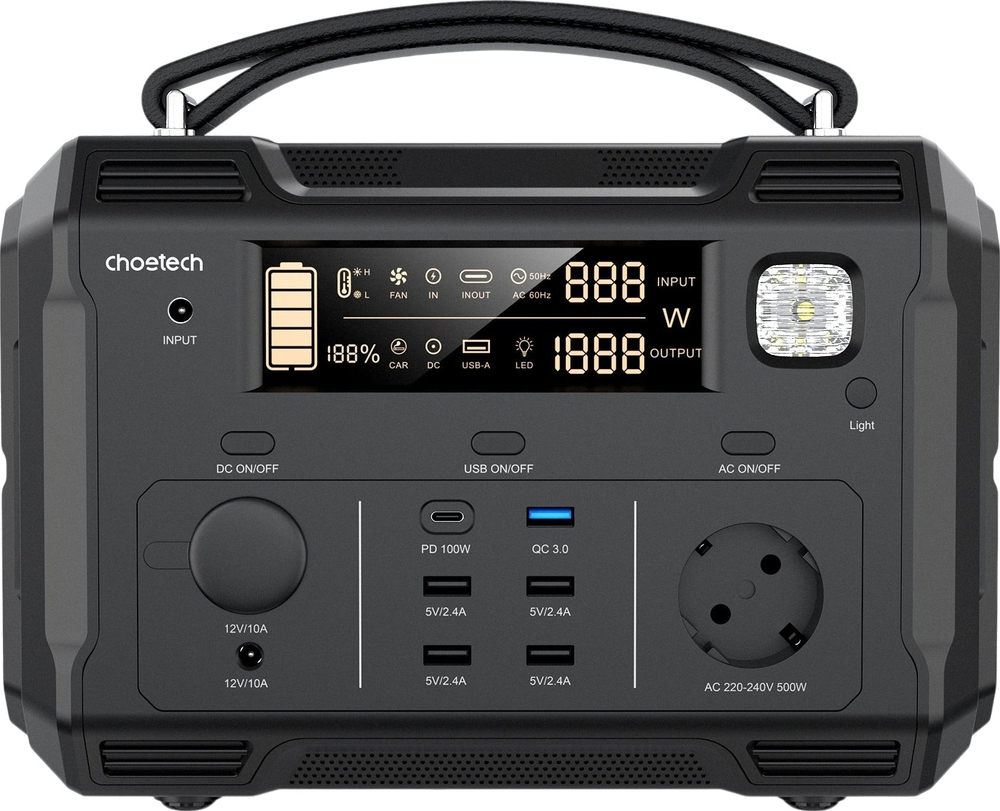 Зарядна портативна електростанція Choetech 500W (BS004-EU-BK) фото1