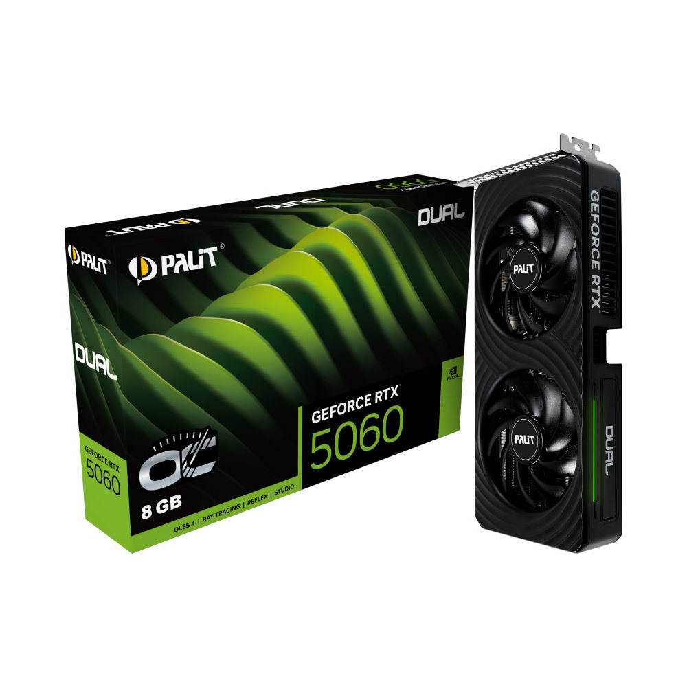 Видеокарта Palit GeForce RTX 5060 8GB GDDR7 Dual OC (NE75060S19P1-GB2063D) фото1