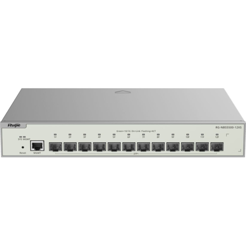 Коммутатор Ruijie Reyee RG-NBS5500-12XS (12xSFP+, 1xGE MGMT, 19-inch Rack-mountable Stell Case, Static Routing, VCS, RIP