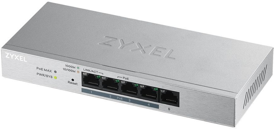 Комутатор ZYXEL GS1200-5HP v2 GS1200-5HPV2-EU0101F (1xGE, 4хGE PoE, max 60W) фото1