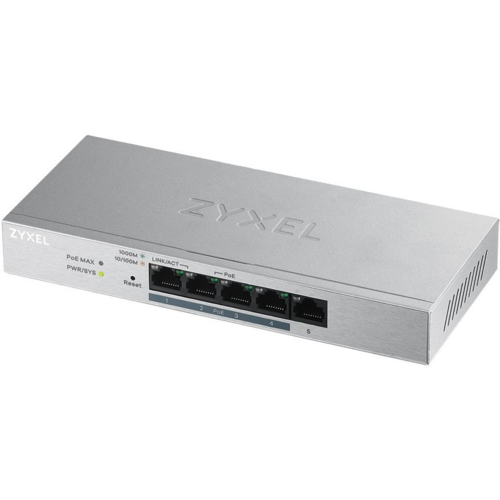 Коммутатор ZYXEL GS1200-5HP v2 GS1200-5HPV2-EU0101F (1xGE, 4хGE PoE, max 60W)