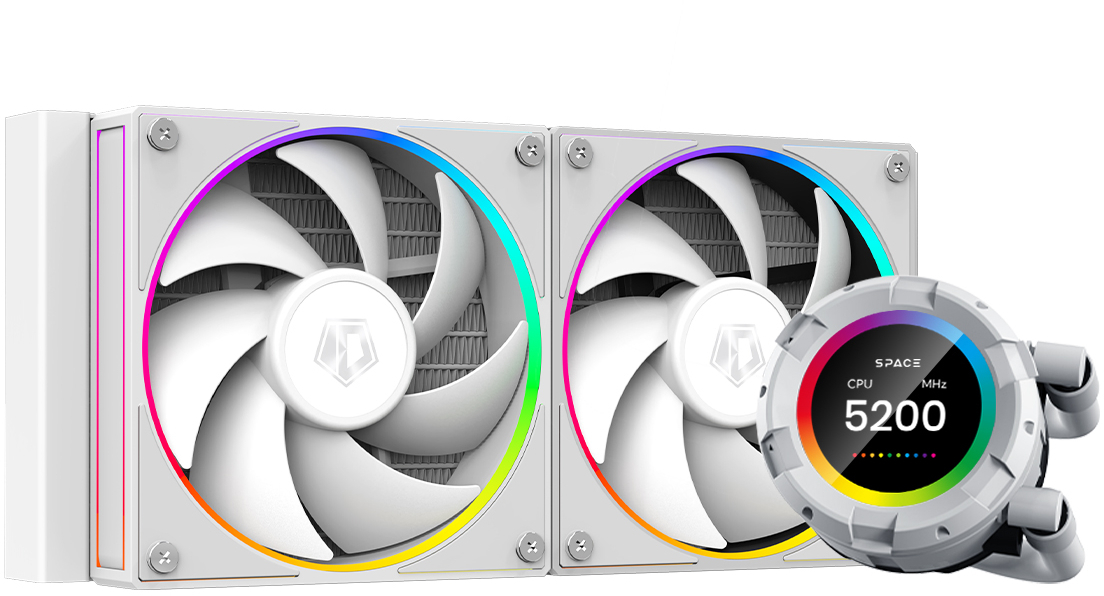 Система водного охлаждения ID-Cooling Space LCD SL240 White, Intel: 2066/2011/1700/1200/1151/1150/