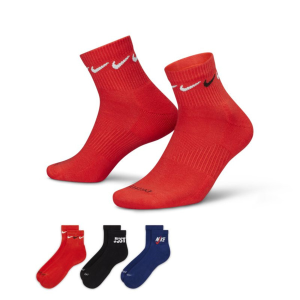 Набор носков Nike U Everyday Plus Cush Ankle DH3827-905 38-42 3 шт. черные/синие/красные фото