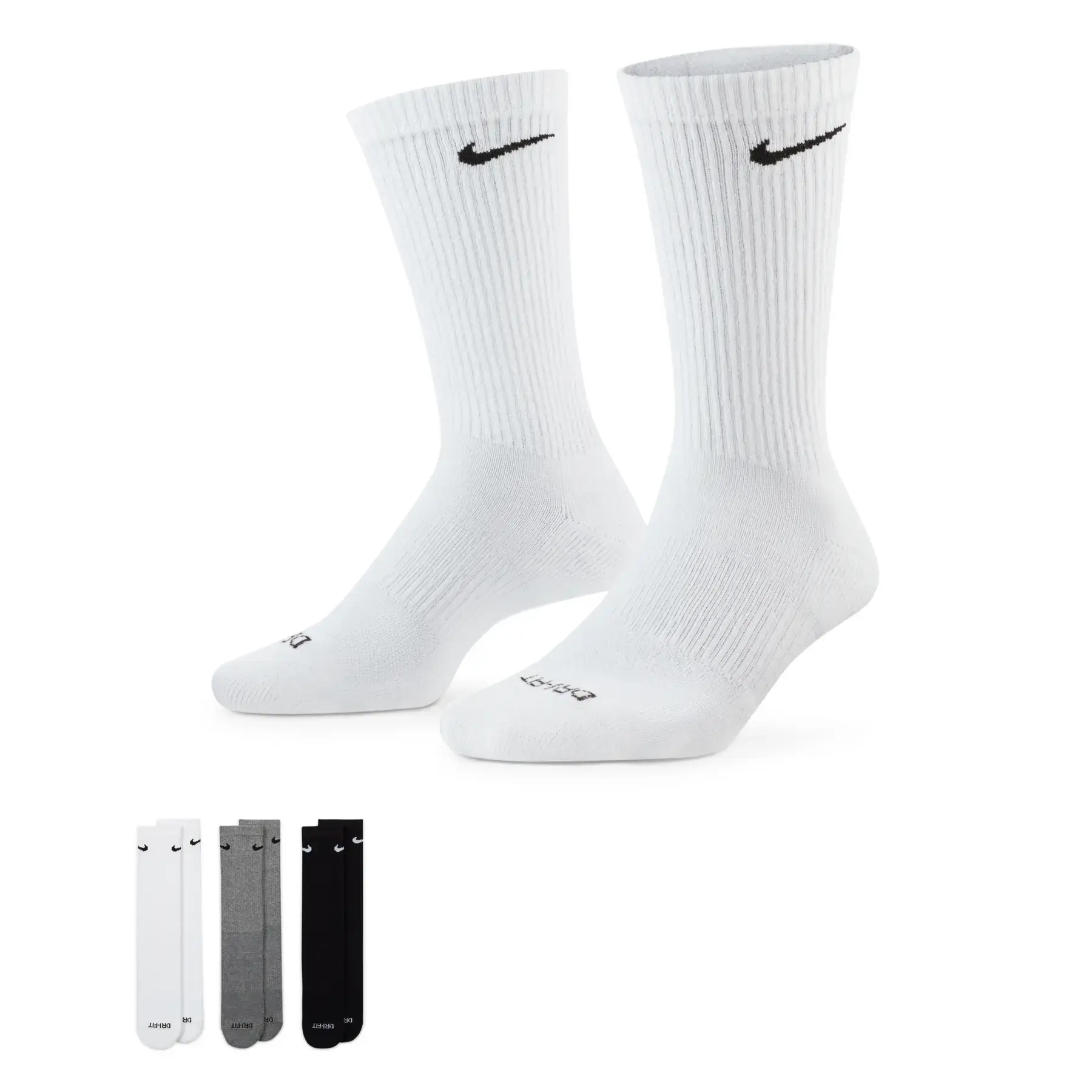 Набір носків Nike U Everyday Plus Cush Crew SX6888-964 38-42 3 шт. белые/черные/серые фото1