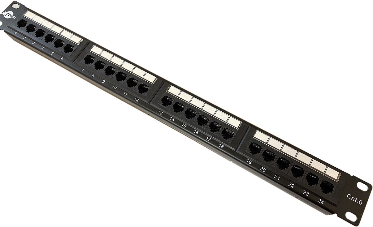 Патч-панель ATcom P6024 19" 24хRJ-45 UTP 1U cat.6 (P6024) фото1