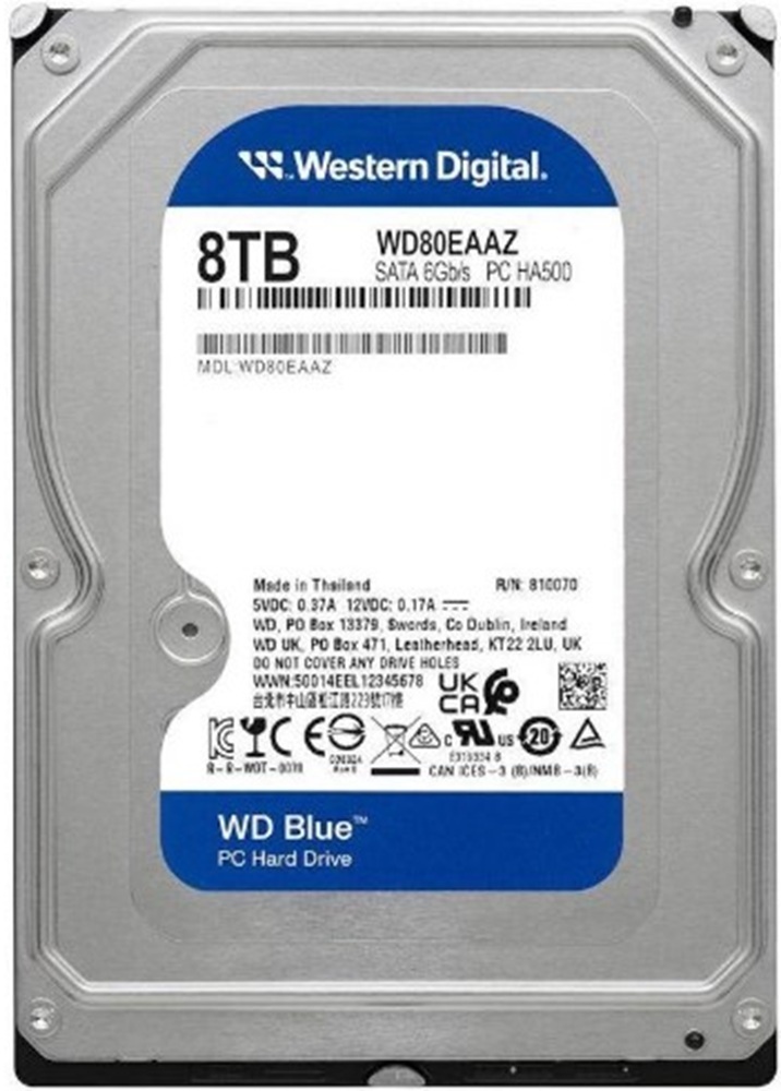 Накопитель HDD SATA 8.0TB WD Blue 5640rpm 256MB (WD80EAAZ) фото1