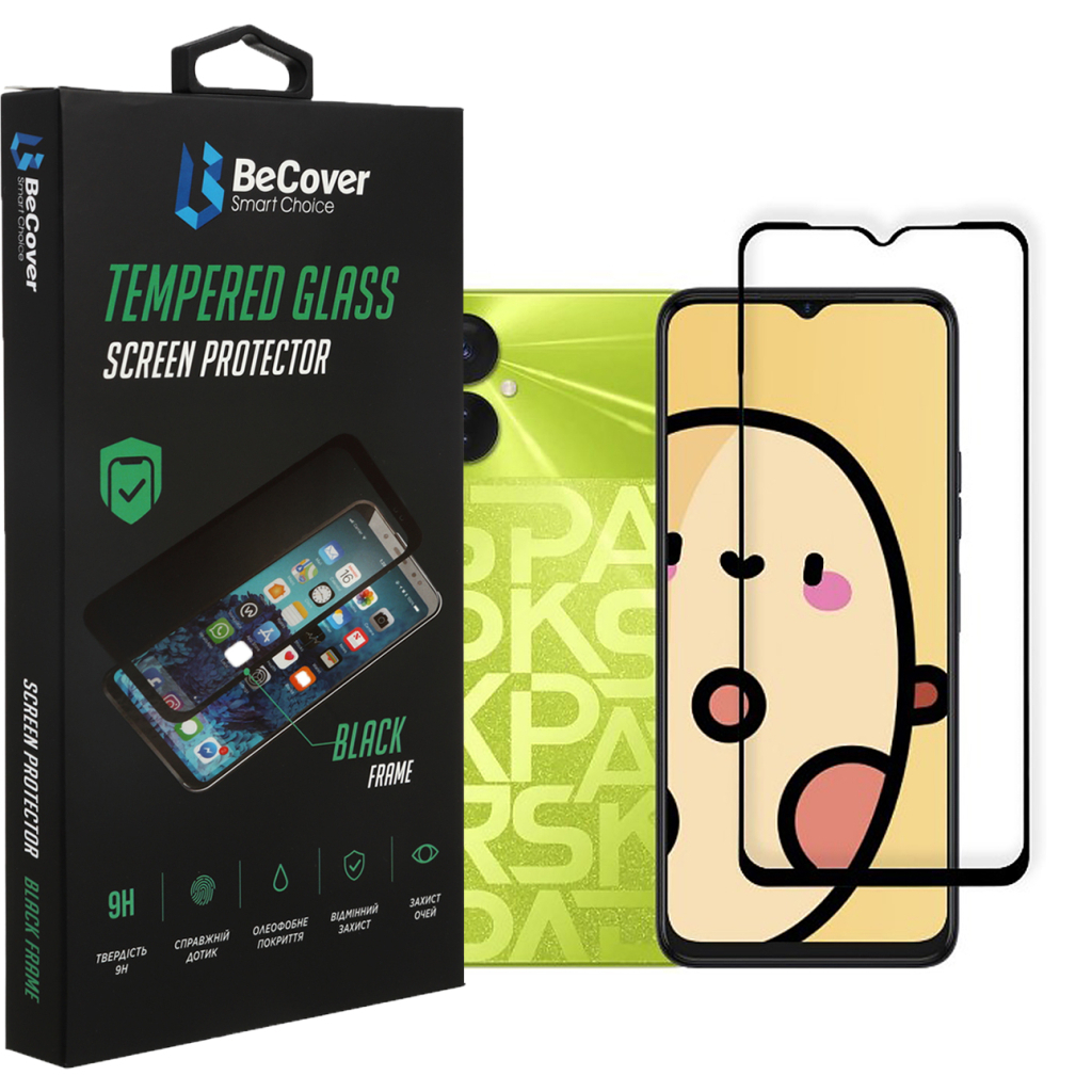 Захисне скло BeCover для Tecno Spark 9 Pro (KH7n) Black (708169) фото1