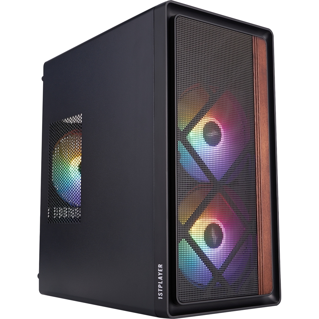 Корпус 1stPlayer WD1-BK-3F1 Black фото1