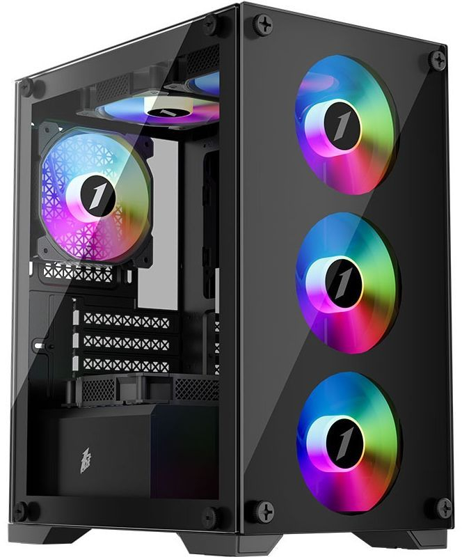 Корпус 1stPlayer X2-M-BK-4F1-PS-600FK-EU Black 600W фото1