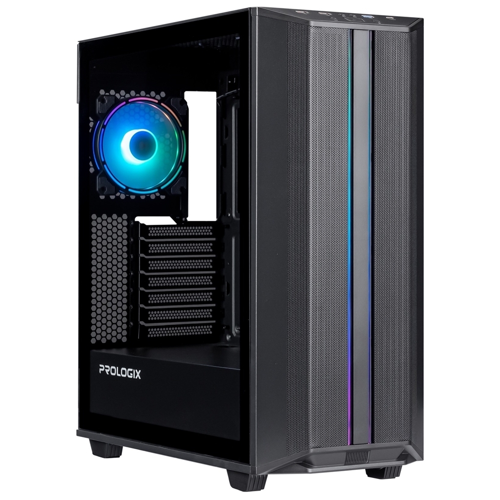 Корпус Prologix E122 Tempered Glass&Mesh Black фото1
