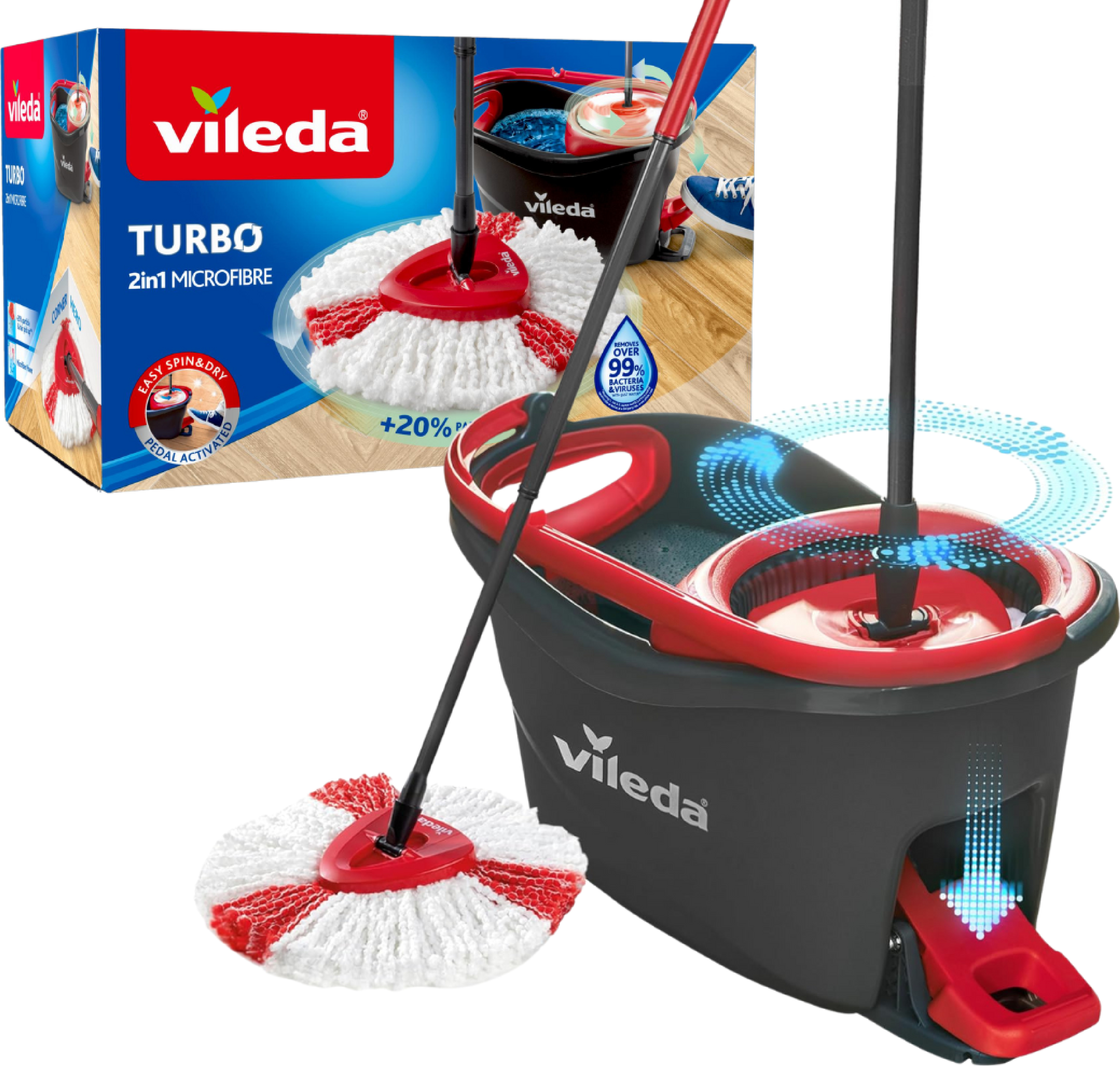 Набор для уборки Vileda Turbo Швабра и ведро с отжимом (4023103194113) фото1