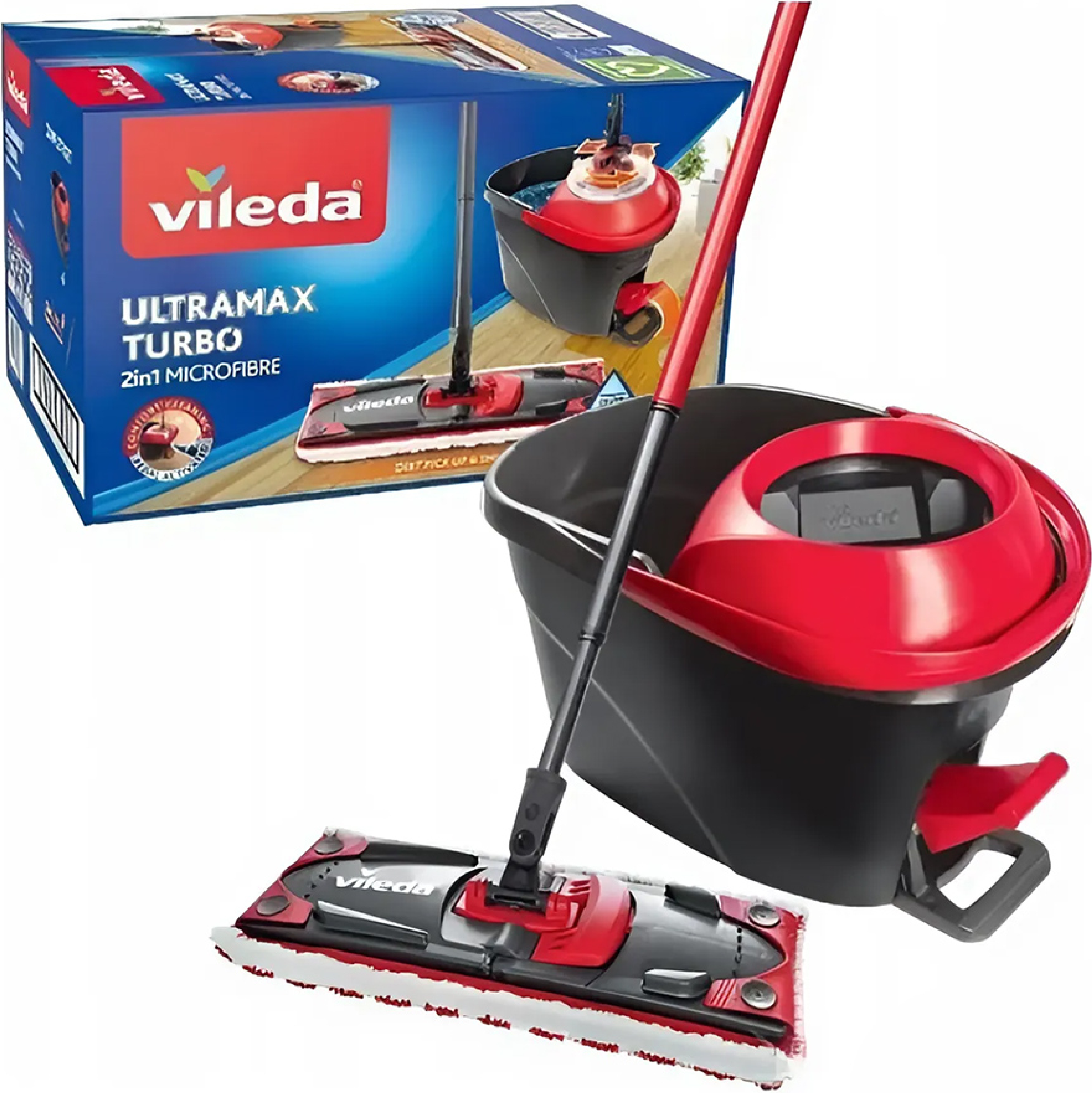 Набор для уборки Vileda Ultramax Turbo Швабра и ведро с отжимом (4023103206236) фото1