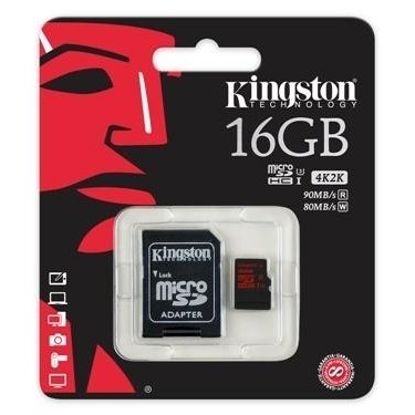 Карта памяти Kingston microSDHC 16GB Class 10 UHS-I U3 R90/W80MB/s 4K + SD-адаптер фото 1