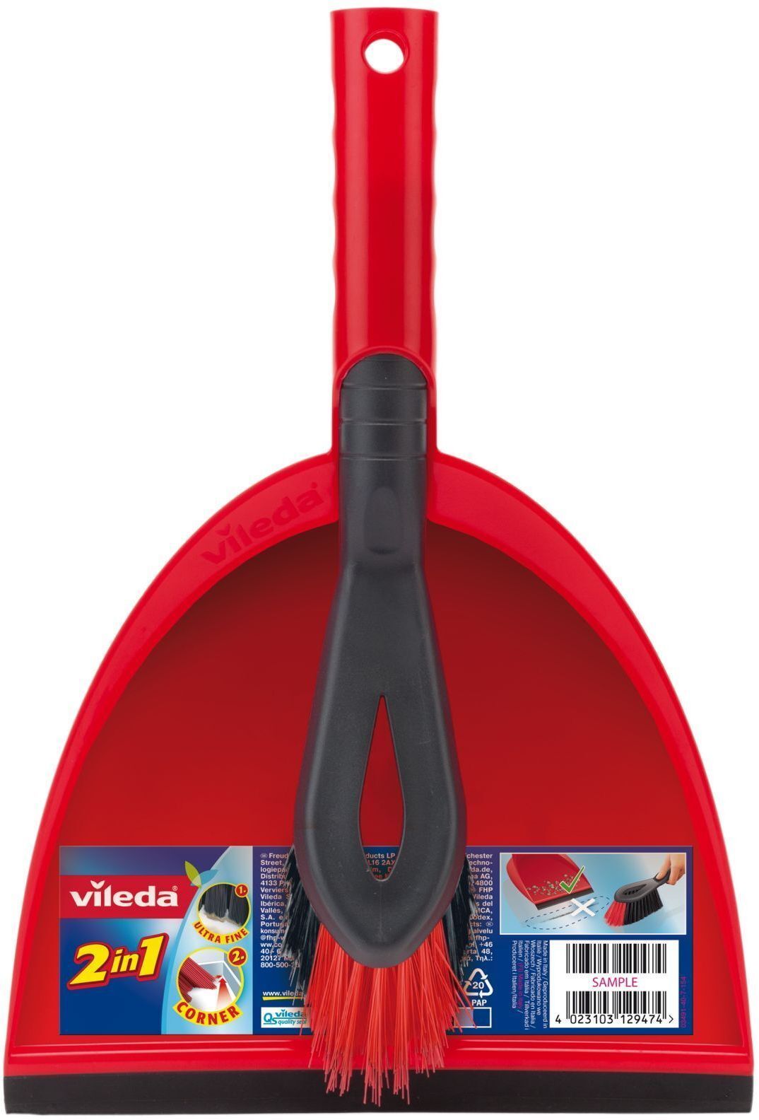 Набор для уборки Vileda 2в1: совок с короткой ручкой и щетка (4023103172326) фото1