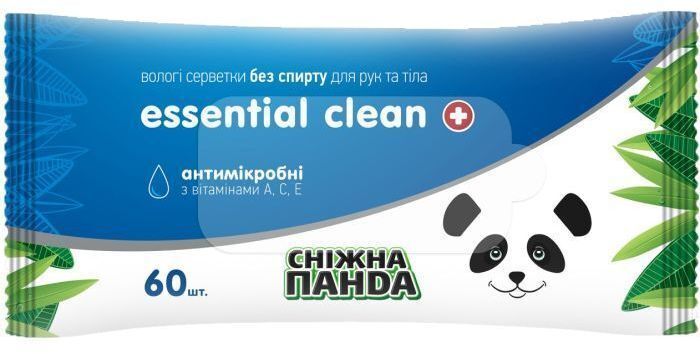 Вологі серветки Сніжна Панда Essential Clean Вітаміни 60 шт (4820183970527) фото1